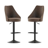 Alamont Home - Chrishelle Modern Leather/Faux Leather Adjustable Height Pedestal Bar Stool (Set o... - Large Front