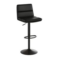 Alamont Home - Hughes Modern Leather/Faux Leather Adjustable Height Barstool (Set of 2) - Black/B... - Large Front