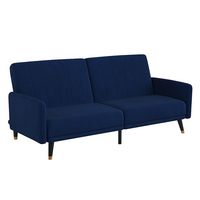 Flash Furniture - Convertible Split Back Futon Sofa Sleeper with Wooden Legs - Navy - Large Front