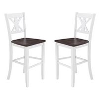 Alamont Home - Gwendolyn Rustic Wood Bar Height Stool (Set of 2) - White Wash - Large Front