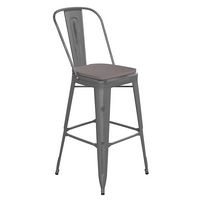 Alamont Home - Lincoln Contemporary Resin Bar Height Stool - Clear Coated/Gray - Large Front