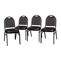 Alamont Home - Commercial Dome Back Stacking Banquet Chairs with Metal Frames (set of 4) - Black ... - Large Front