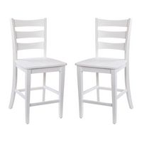 Alamont Home - Liesel Rustic Wood Counter Height Stool (Set of 2) - White Wash - Large Front