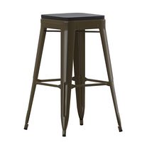 Alamont Home - Cierra Industrial Resin Backless Bar Stool (Set of 4) - Gun Metal/Black - Large Front