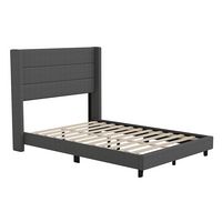 Flash Furniture - Hollis Full Size Upholstered Platform Bed with Wingback Headboard - Charcoal - Large Front