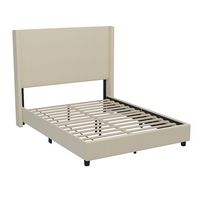 Alamont Home - Quinn Queen Size Upholstered Platform Bed with Channel Stitched Headboard - Beige - Large Front