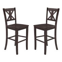 Alamont Home - Gwendolyn Rustic Wood Bar Height Stool (Set of 2) - Gray Wash Walnut - Large Front