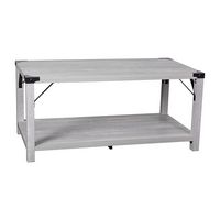 Alamont Home - 2-Tier Coffee Table with Metal Side Braces and Corner Caps - Aspen Gray - Large Front