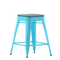 Alamont Home - Cierra Industrial Resin Backless Counter Stool (Set of 4) - Teal/Teal-Blue - Large Front