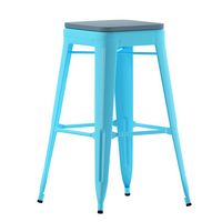 Alamont Home - Cierra Industrial Resin Backless Bar Stool (Set of 4) - Teal/Teal-Blue - Large Front