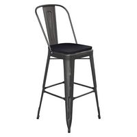 Alamont Home - Carly All-Weather Bar Height Stool with Poly Resin Seat - Black/Black - Large Front