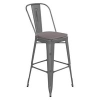 Alamont Home - Carly All-Weather Bar Height Stool with Poly Resin Seat - Silver/Gray - Silver Gra... - Large Front