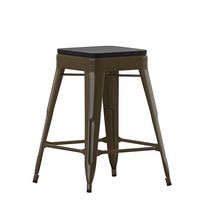 Alamont Home - Cierra Industrial Resin Backless Counter Stool (Set of 4) - Gun Metal/Black - Large Front