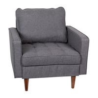 Alamont Home - Compact Upholstered Tufted Chair with Wooden Legs - Dark Gray - Large Front