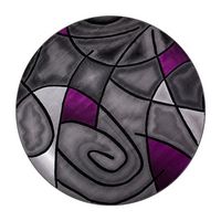 Alamont Home - Jubilee Collection Abstract Style Round Accent Area Rug 7' x 7' - Purple - Large Front