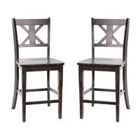 Alamont Home - Gwendolyn Rustic Wood Counter Height Stool (Set of 2) - Gray Wash Walnut - Large Front