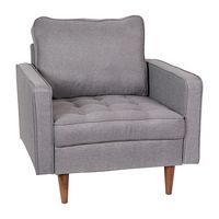 Alamont Home - Compact Upholstered Tufted Chair with Wooden Legs - Slate Gray - Large Front