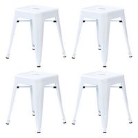 Alamont Home - Kai Industrial Metal Dining Stool (Set of 4) - White - Large Front