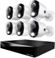 Night Owl - 12 Channel 6 Camera Wired 4K 2TB DVR Security System - White - Large Front