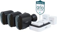 Arlo - Pro 5S 2K 3 Camera Indoor/Outdoor Wireless Spotlight Security Camera Bundle - Black - Large Front
