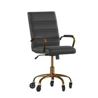 Alamont Home - Executive Chair on Skate Wheels - Black LeatherSoft/Gold Frame - Large Front