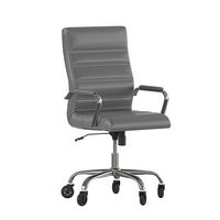 Alamont Home - Executive Chair on Skate Wheels - Gray LeatherSoft/Chrome Frame - Large Front