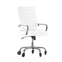 Alamont Home - Executive Chair on Skate Wheels - White LeatherSoft/Chrome Frame - Large Front
