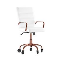 Alamont Home - Executive Chair on Skate Wheels - White LeatherSoft/Rose Gold Frame - Large Front
