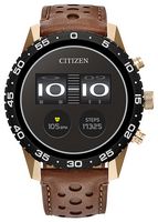 Citizen - CZ Smart 45mm Unisex IP Stainless Steel Sport Smartwatch with Perforated Leather Strap ... - Large Front