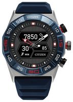 Citizen - CZ Smart 44Mmm Unisex Stainless Steel Hybrid Sport Smartwatch with Silicone Strap - Silver - Large Front