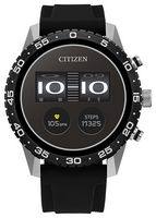 Citizen - CZ Smart 45mm Unisex Stainless Steel Sport Smartwatch with Silicone Strap - Silver - Large Front