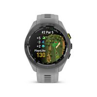 Garmin - Approach S70 GPS Smartwatch 42mm Ceramic - Black Ceramic Bezel with Powder Gray Silicone... - Large Front