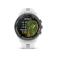 Garmin - Approach S70 GPS Smartwatch 42mm Ceramic - Black Ceramic Bezel with White Silicone Band - Large Front