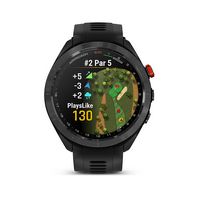Garmin - Approach S70 GPS Smartwatch 47mm Ceramic - Black Ceramic Bezel with Black Silicone Band - Large Front