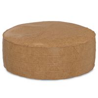Simpli Home - Brody 32 inch Round Coffee Table Pouf - Distressed Brown - Large Front