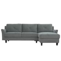 Lifestyle Solutions - Hartford Three Seat Sectional Sofa Upholstered Microfiber Fabric Curved Arm... - Large Front
