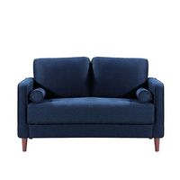 Lifestyle Solutions - Langford Loveseat with Upholstered Fabric and Eucalyptus Wood Frame - Navy ... - Large Front