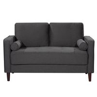 Lifestyle Solutions - Langford Loveseat with Upholstered Fabric and Eucalyptus Wood Frame - Heath... - Large Front