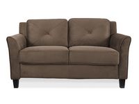Lifestyle Solutions - Hartford Loveseat Upholstered Microfiber Fabric Rolled Arms - Brown - Large Front