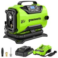 Greenworks - 24 Volt Battery Powered 160-PSI Inflator with 2.0 Ah USB-C Battery & Charger - Green - Large Front
