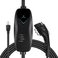 Lectron - Portable J1772 Level 1 NEMA 5-15 Electric Vehicle (EV) Charger-up to 15A-20' - Black - Large Front