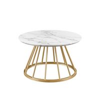 Walker Edison - Modern Cage-Base Coffee Table - Faux White Marble - Large Front