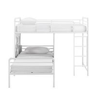 Walker Edison - Modern L-Shape Twin Bunk Bed - White - Large Front