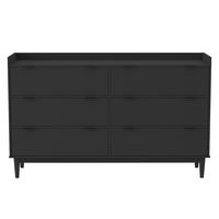 Walker Edison - Modern Minimalist 6-Drawer Solid Wood Dresser - Black - Large Front