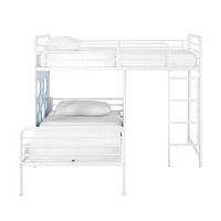 Walker Edison - Modern L-Shape Twin Bunk Bed - White - Large Front