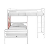 Walker Edison - Modern L-Shape Twin Bunk Bed - White - Large Front