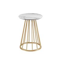 Walker Edison - Modern Round Cage-Leg Side Table - Faux White Marble - Large Front