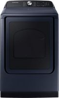 Samsung - 7.4 Cu. Ft. Smart Gas Dryer with Steam and Pet Care Dry - Brushed Navy - Large Front