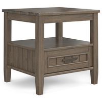 Simpli Home - Lev End Table with Bottom Drawer - Smoky Brown - Large Front