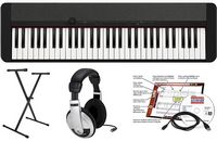 Casio - CT-S1BK EPA 61 Key Keyboard with Stand, AC Adapter, Headphones, and Software - Black - Large Front